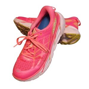 Hoka One One Clifton 2 Women's Running Shoes Pink Yellow Size 9 1008329 NPAC